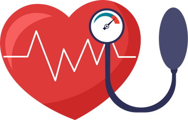 Big heart with sphygmomanometer measuring high blood pressure